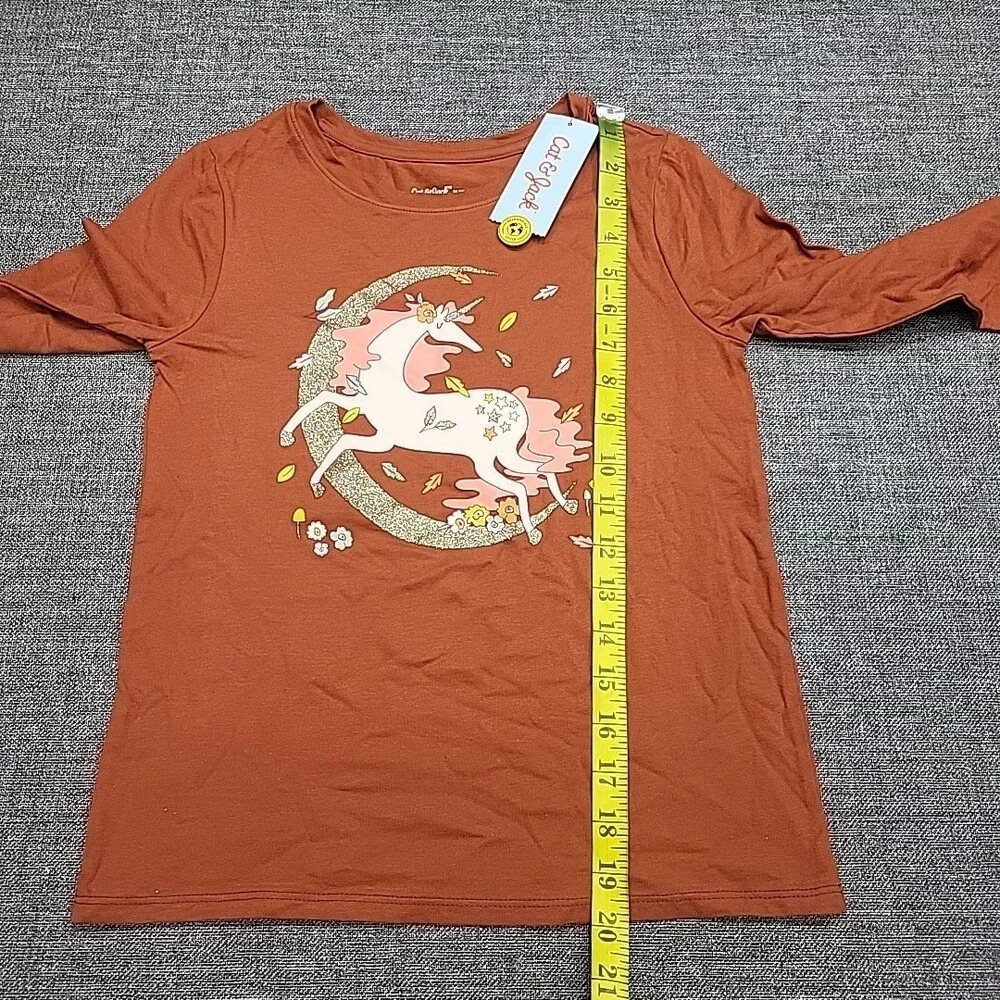 Cat & Jack Girls Long Sleeves Graphic Printed Tee Shirt Top Size Medium 8